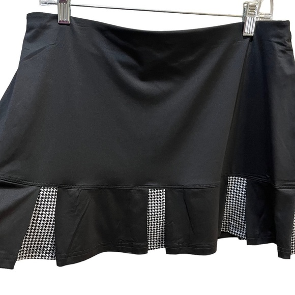 Cross Court Tennis Skirt Black w/ Herringbone Pleats NWT Sz L - Picture 2 of 11